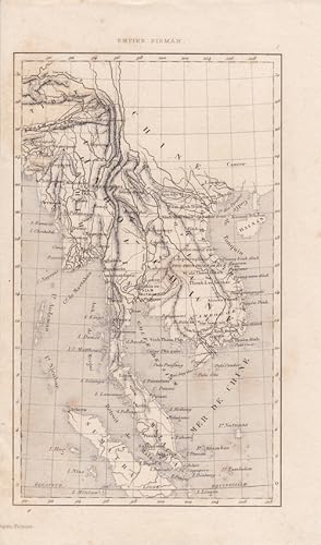 Empire Birman, Myanmar, Birma, Burma, kleinformatiger Stahlstich um 1850 mit geognostischer Karte...