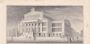 Schauspielhaus Berlin, Karl Friedrich Schinkel (1781 - 1841), Lithographie um 1850 mit reicher Fi...