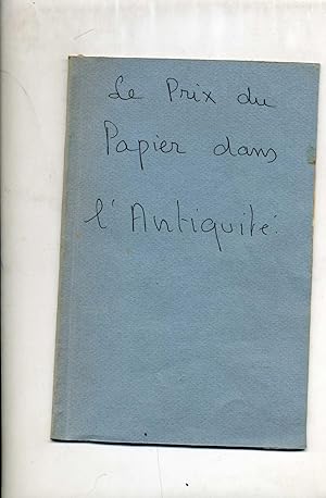 SUR LE PRIX DU PAPIER DANS LANTIQUITÉ . LETTRE DE M. EGGER ,Membre de l'Institut , A M. AMBROISE...