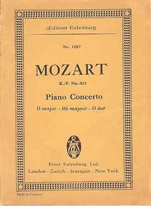 Immagine del venditore per Piano Concerto in D Major K. V. 451 (Study Score) venduto da Snow Crane Media