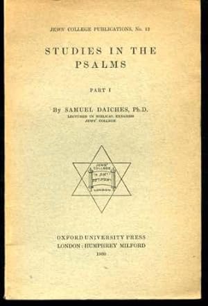 Studies in the Psalms, Jews' College Publications No.12 (SIGNED COPY)