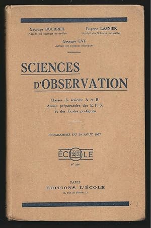 Immagine del venditore per Sciences d'observation. Physique, zoologie, botanique (programme du 30 aot 1937) venduto da Librairie Aubry