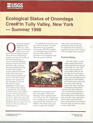 Immagine del venditore per Ecological status of Onondaga Creek in Tully Valley, New York-- Summer 1998 (USGS Fact Sheet FS 141-99) venduto da Bookfeathers, LLC