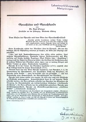 Bild des Verkufers fr Sprachlehre und Sprachkunde; zum Verkauf von books4less (Versandantiquariat Petra Gros GmbH & Co. KG)