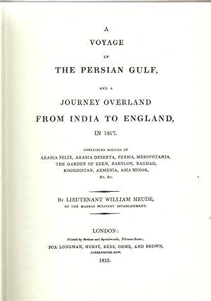 A Voyage Up the Persian Gulf and a Journey Overlandfrom India to England in 1817