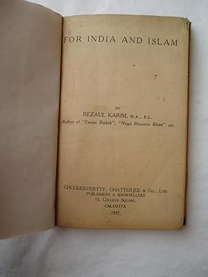 Bild des Verkufers fr For India and Islam zum Verkauf von Expatriate Bookshop of Denmark
