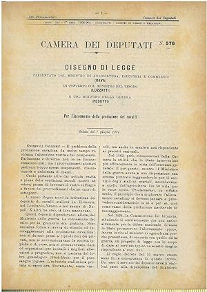 Disegno di legge Per l'incremento della produzione dei cavalli. Seduta del 7 giugno 1904
