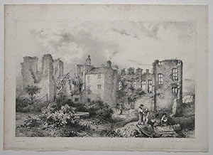 Leicester Abbey in 1826 Original Lithograph