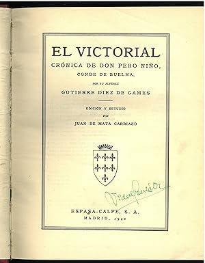 Image du vendeur pour EL VICTORIAL, CRNICA DE D. PERO NIO, CONDE DE BUELNA mis en vente par Librera Maxtor