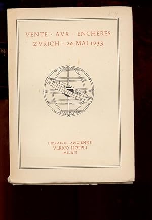 Immagine del venditore per Vente aux Encheres, Zurich, 26 Mai 1933. Gravures de Durer et de Rembrandt. Manuscrits enlumines incunables, editiones principes traites d astronomie livres illustres du XVIe au XiXe siecle. Editions de luxe modernes. venduto da Antiquariat Bookfarm