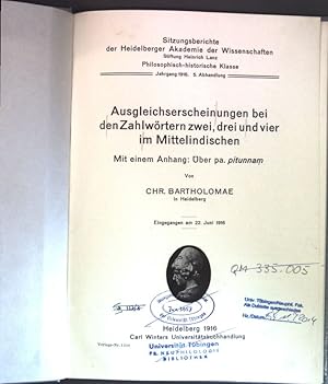 Immagine del venditore per Ausgleicherscheinungen bei den Zahlwrtern zwei, drei und vier im Mittelindischen; Mit einem Anhang: ber pa. pitunnam. Sitzungsberichte der Heidelberger Akademie der Wissenschaften, Philosophisch-historische Klasse, Jg. 1916, 5. Abhandlung. venduto da books4less (Versandantiquariat Petra Gros GmbH & Co. KG)