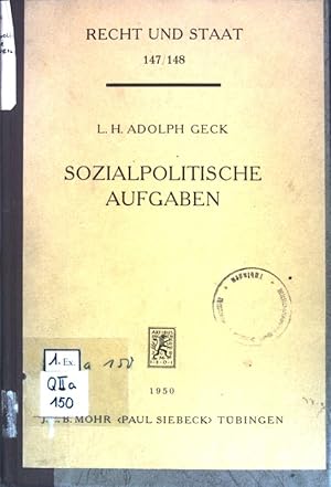 Imagen del vendedor de Sozialpolitische Aufgaben; Recht und Staat in Geschichte und Gegenwart, Heft 147/148; a la venta por books4less (Versandantiquariat Petra Gros GmbH & Co. KG)