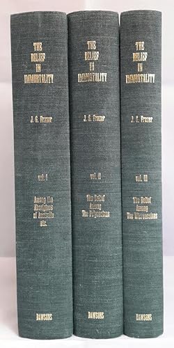 Immagine del venditore per The Belief in Immortality and The Worship of the Dead. In Three Volumes. Vol I: The Belief Among the Aborigines of Australia, The Torres Straits Idlands, New Guinea and Melanesia. The Gifford Lectures, St. Andrews 1911-1912. Vol II: The Belief Among The Polynesians. Vol III: The Belief Among The Micronesians. venduto da Addyman Books