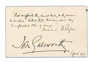 Autograph Quotation SIGNED, on post card size stationery card , n.p., Sept. 15, 1919