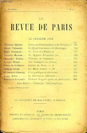 Seller image for REVUE DE PARIS 40e ANNEE N4 - Lettres de Fontainebleau et de Windsor. I Le Quadricentenaire de Montaigne La Livre et l talon or.Le Mystre Frontenac (fin)Fantme de Valentino/Les Etrangers en France.Lettres de Perse.   II . for sale by Le-Livre