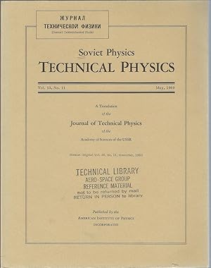 Seller image for Soviet Physics Technical Physics Vol. 13, No. 11 May 1969 for sale by Turn-The-Page Books