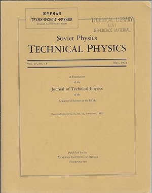 Seller image for Soviet Physics Technical Physics Vol. 17, No. 11 Mayy 1973 for sale by Turn-The-Page Books