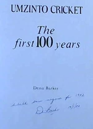 Imagen del vendedor de Umzinto Cricket : The First 100 Years a la venta por Chapter 1