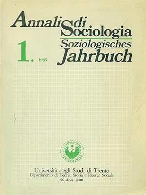 Bild des Verkufers fr Annali di sociologia. 1-1985 zum Verkauf von Librodifaccia