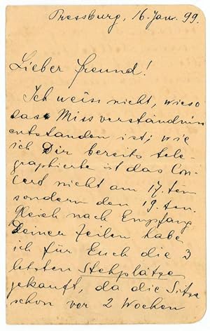 Immagine del venditore per Autograph letter signed ("Ernest"). venduto da Antiquariat INLIBRIS Gilhofer Nfg. GmbH