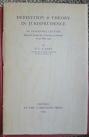 Bild des Verkufers fr Definition and Theory in Jurisprudence. An Inaugural Lecture delivered before the University of Oxford on 30 May 1953. zum Verkauf von Ted Kottler, Bookseller
