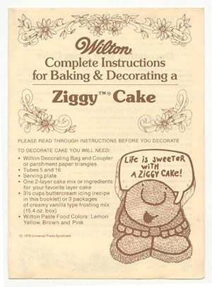 Seller image for Complete Instructions for Baking & Decorating a Ziggy Cake for sale by cookbookjj