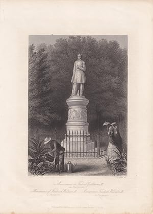 Monument Friedrich Wilhelm III., Denkmal, Stahlstich um 1850 von J. Gray nach Leutemann aus dem H...