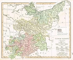 Upper Saxony. Landkarte von Brandenburg, Pommern, Gotha, Weimar, Anhalt, Mansfeld, Reuss, Quedlin...