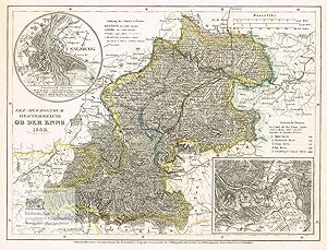 Erz-Herzogthum Oesterreich: Ob der Enns 1849. Landkarte von Österreich ob der Enns mit zwei Innen...