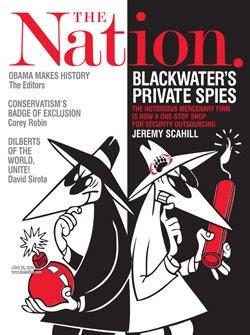 Bild des Verkufers fr The Nation, 23 June 2008 (Cover Story, "Blackwater's Private Spies: The Notorious Mercenary Firm Is Now a One-Stop Shop for Security Outsourcing") zum Verkauf von Armadillo Books