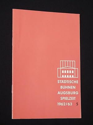 Imagen del vendedor de Programmheft 3 Stdtische Bhnen Augsburg 1962/ 63. DIE GLASMENAGERIE von Tennessee Williams. Insz.: Dieter Munck, Bhnenbild/ Kostm: Heinz-Gerhard Zircher, Bhnenmusik: Hermann Kropatschek. Mit Carola Wagner, Sigrid Ockel, Gnter Lampe und Heinz Gnter Kilian a la venta por Fast alles Theater! Antiquariat fr die darstellenden Knste