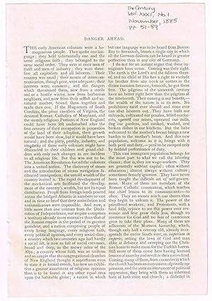 Danger Ahead. [original single article from The Century Magazine, Volume 31, Number 1 (November, ...