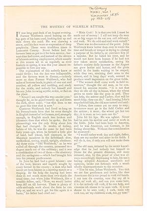 Seller image for The Mystery of Wilhelm Rtter. [original single article from The Century Magazine, Volume 31, Number 1 (November, 1885), pp. 103-115] for sale by Cat's Cradle Books