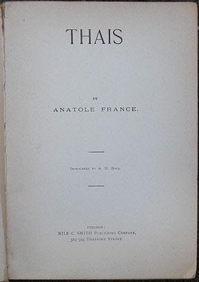 Seller image for Thais. Translated by A.D. Hall. for sale by William Matthews/The Haunted Bookshop