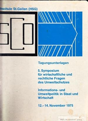 Seller image for 5. Symposium fr wirtschaftliche und rechtliche Fragen des Umweltschutzes. Tagungsunterlagen. for sale by Buchversand Joachim Neumann