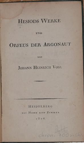 Hesiods Werke und Orfeus der Argonaut.