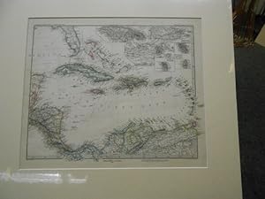 Caraibisches Meer. Original- Stahlstich- Landkarte entworfen von A. Petermann, gezeichnet von H. ...