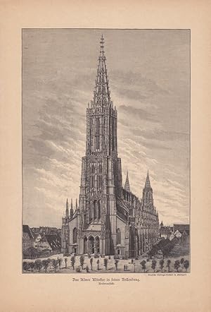 Das Ulmer Münster in seiner Vollendung, Vorderansicht, Holzstich um 1885 aus der deutschen Verlag...