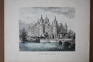 Das Schloß in Schwerin, altkolorierter Holzstich um 1880 von Lorenz Ritter, Blattgröße: 26,3 x 36...