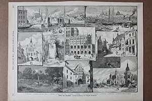 Bilder aus Stralsund, Ostsee, Holzstich um 1880 als Sammelblatt mit 10 Einzelabbildungen nach Aug...