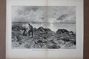 Mondaufgang auf Rügen, Ostsee, Holzstich um 1880 nach dem Gemälde von Hans Bartels, Blattgröße: 2...