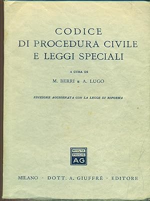 Bild des Verkufers fr Codice di procedura civile e leggi speciali zum Verkauf von Librodifaccia