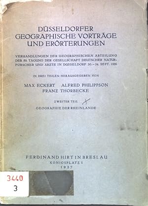 Imagen del vendedor de Geographie der Rheinlande; Dsseldorfer Geographische Vortrge und Errterungen, 2. Teil. a la venta por books4less (Versandantiquariat Petra Gros GmbH & Co. KG)