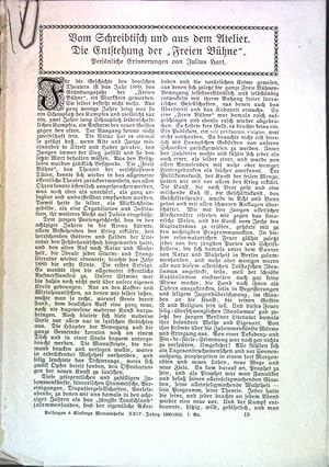 Imagen del vendedor de Vom Schreibtisch und aus dem Atelier: die Entstehung der "Freien Bhne". Persnliche Erinnerungen. Aus: Velhagen & Klasings Monatshefte XXIV, 1. Band a la venta por books4less (Versandantiquariat Petra Gros GmbH & Co. KG)