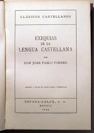 Bild des Verkufers fr EXEQUIAS DE LA LENGUA CASTELLANA - Madrid 1941 - Tela editorial zum Verkauf von Llibres del Mirall