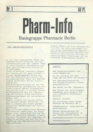 Pharm - Info. Nr. 1. Basisgruppe Pharmazie Berlin. Aus dem Inhalt: Das Gangster-Syndikat und sein...