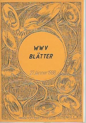 Imagen del vendedor de WWV - Bltter [Wiener Waldhornverein]. Nummer 1. 7. Jnner 1988. Aus dem Inhalt: Iris Schtz - Richtlinien und Aufgabe / Gregor Widholm: Dokumentation und Analyse der Besonderheiten des Wiener Orchesterklanges auf naturwissenschaftlicher Ebene am Beispiel Horn / Siegfried Schwarzl: Prof. Alois Martin und Stefan Prokesch - 80 Jahre / Roland Horvath: Ausfahrt nach Zeiring - Oberstmk. im November 1987 / I. Schtz: Advent in Wien / Alexander Steinitz: Hornabend der Klasse Prof. Roland Berger. a la venta por Antiquariat Carl Wegner