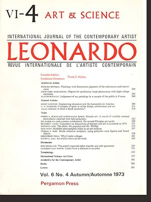 Seller image for Leonardo (Vol 6, No. 4, Autumn 1973) for sale by Diatrope Books