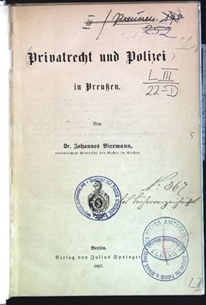 Privatrecht und Polizei in Preußen