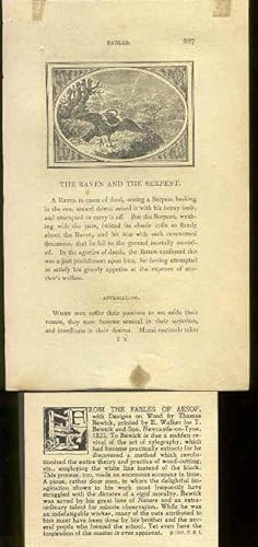 Imagen del vendedor de Leaf from The Fables of Aesop, with Bewick Wood Engraving. a la venta por Peter Keisogloff Rare Books, Inc.